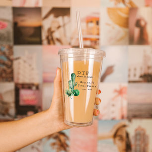 Glam Cactus Fiesta   Monogram Bachelorette Acryl Drinkbeker