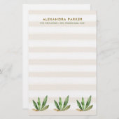 Glam Cactus | Neutrale woestijnstrepen Briefpapier (Voorkant / Achterkant)
