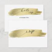 Glam Calligraphy Gold Stroke Wedding RSVP (Devant / Derrière)
