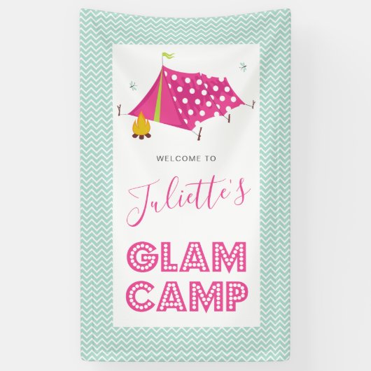 Glam Camp Makeover Spa Verjaardag Spandoek (Verticaal)