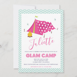 Glam Camp Spa Makeover Invitation d'anniversaire
