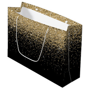 Glam Cascades van Gold Glitter Black Achtergrond Large Cadeauzakje