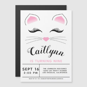 Glam Cat Birthday Magnetische Uitnodiging