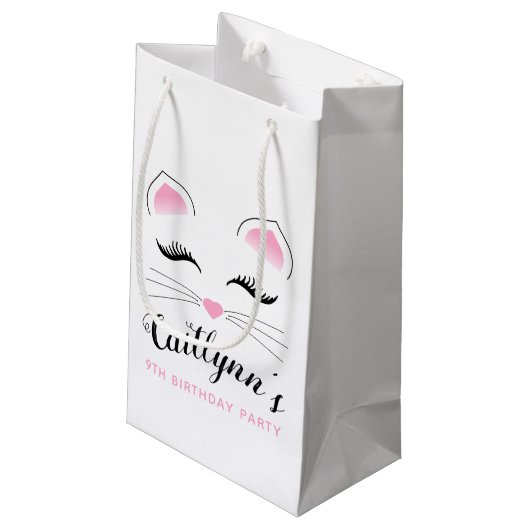 Glam Cat Birthday Party Klein Cadeauzakje (Achterkant Gekanteld)