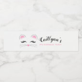 Glam Cat Birthday Waterfles Etiket (Enkel label)