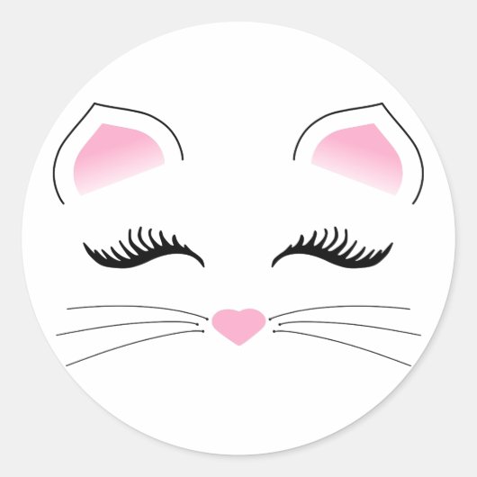 Glam Cat Face Ronde Sticker (Voorkant)