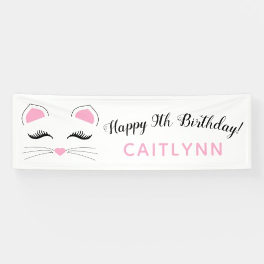 Glam Cat Happy Birthday Spandoek (Horizontaal)