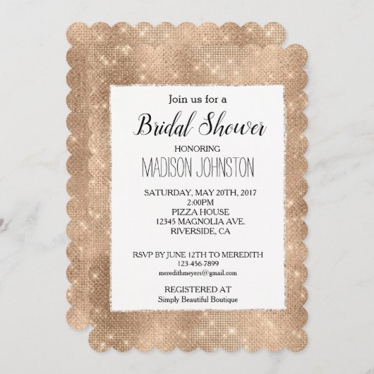 Glam champagne glanzende sprankeling kaart (Voorkant / Achterkant)