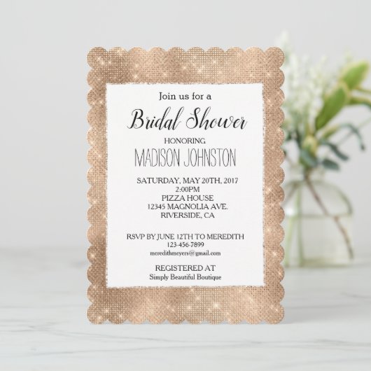 Glam Champagne Glitzy Sparkle Kaart (Staand voorkant)