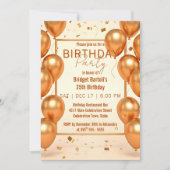Glam Champagne Gold Balloons and Confetti Birthday Kaart (Voorkant)