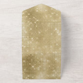 Glam Champagne Gold Glitzy Sparkle All In One Uitnodiging (Buitenkant)