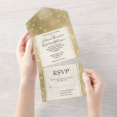 Glam Champagne Gold Glitzy Sparkle All In One Uitnodiging (Afscheurbaar)