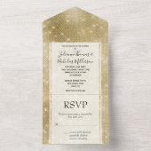 Glam Champagne Gold Glitzy Sparkle All In One Uitnodiging (Binnen)
