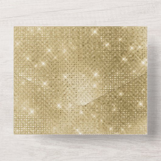 Glam Champagne Gold Glitzy Sparkle All In One Uitnodiging (Achterkant)