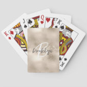 Glam Champagne Gold Trendy Script Monogram Pokerkaarten (Achterkant)