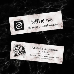 Glam Champagne Marble Instagram volgt QR-code Mini Visitekaartje