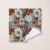 Glam Champagne Or Rouge Fleurs blanches (Gant de toilette)