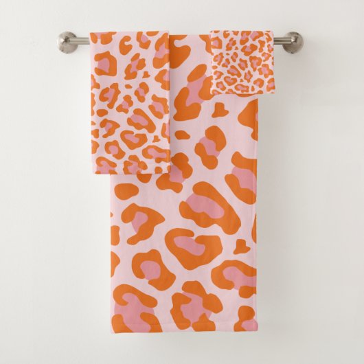 Glam Cheetah Print Pattern in Oranje en roze Bad Handdoek (Insitu)
