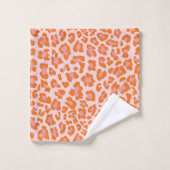 Glam Cheetah Print Pattern in Oranje en roze Bad Handdoek (Wasdoekje)