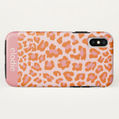 Glam Cheetah Print Pattern in Oranje en roze Case-Mate iPhone Case (Achterkant (horizontaal))