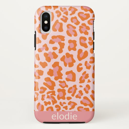 Glam Cheetah Print Pattern in Oranje en roze Case-Mate iPhone Case (Achterkant)