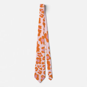Glam Cheetah Print Pattern in Oranje en roze Stropdas