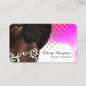 Glam Chic Afro Boss Lady QR Code Visitekaartje (Voorkant)