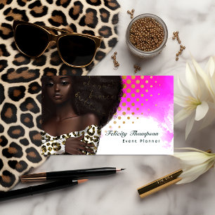 Glam Chic Afro Boss Lady QR Code Visitekaartje