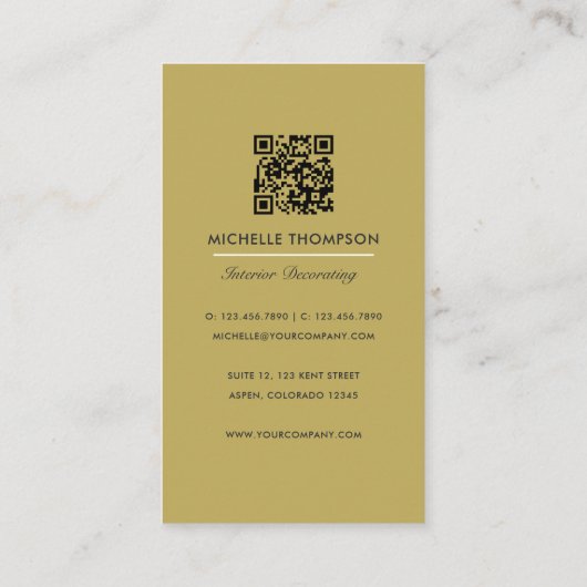 Glam Chic Café Boss QR Code Carte de visite (Dos)