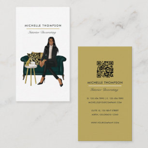 Glam Chic Café Boss QR Code Carte de visite