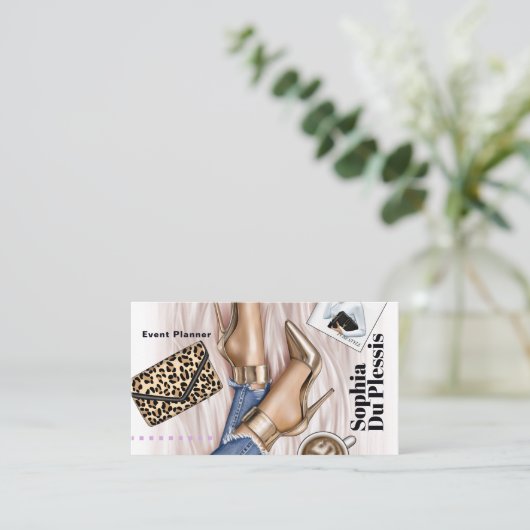 Glam Chic Carte de visite de mode (Debout devant)