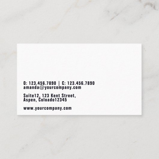 Glam Chic Carte de visite de mode (Dos)