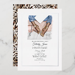 Glam Chic Fashion Bruiloftsfeest Folie Uitnodiging