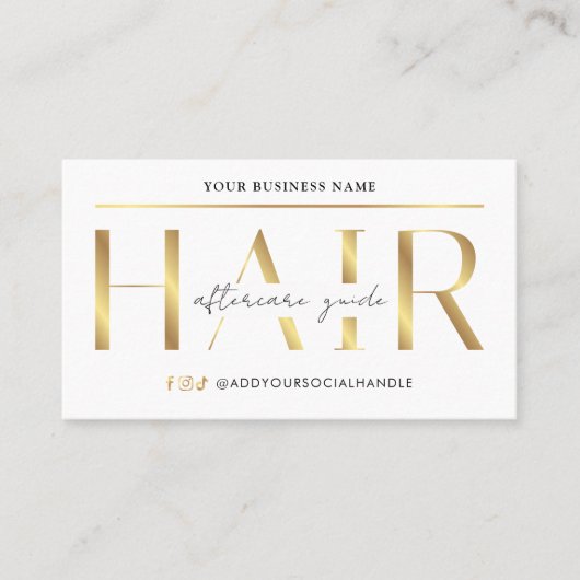 Glam Chic Gold Hair Extensions Verzorgingsinstruct Visitekaartje (Voorkant)