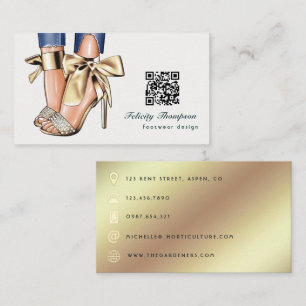 Glam Chic Gouden Modeontwerper QR-code Visitekaartje