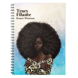 Glam Chic Leopard Skin Afro-Amerikaans Notitieboek