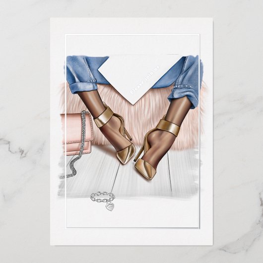 Glam Chic Mode Show Folie Uitnodiging (Voorkant)