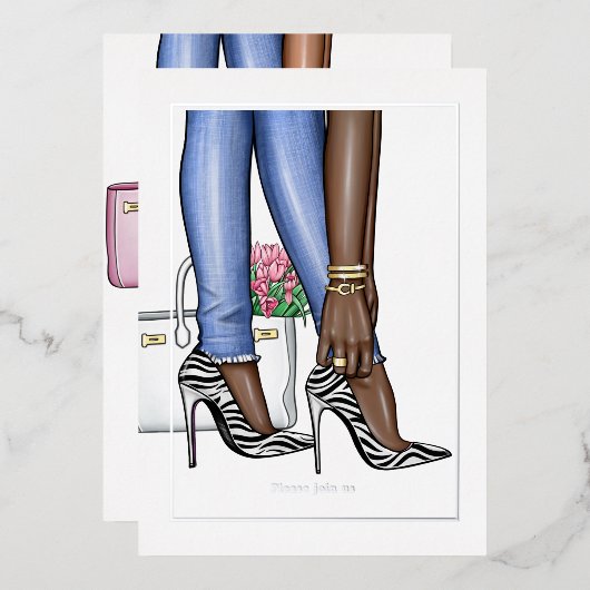 Glam Chic Mode Show Folie Uitnodiging (Voorkant / Achterkant)