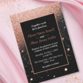 glam chic rose gold Glitter gold frame wedding Kaart