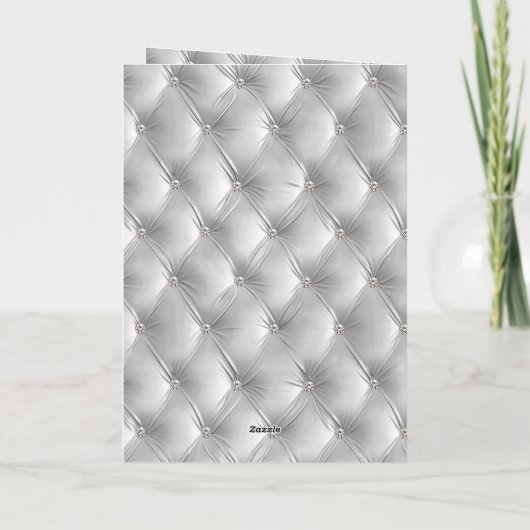 Glam Chic Soft Grey Faux Velvet Silver Verjaardag Kaart (Achterkant)