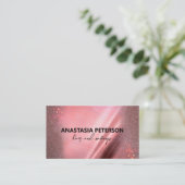 Glam Chic Sparkly Pink Metallic Roos Gouden Glitte Visitekaartje (Staand voorkant)