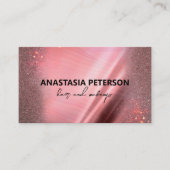 Glam Chic Sparkly Pink Metallic Roos Gouden Glitte Visitekaartje (Voorkant)