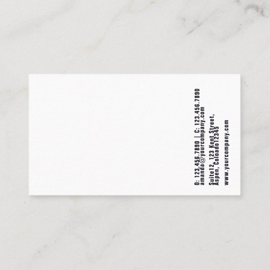 Glam Chic Zebra Carte de visite de mode (Dos)