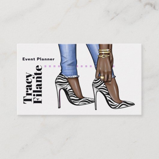 Glam Chic Zebra Carte de visite de mode (Devant)