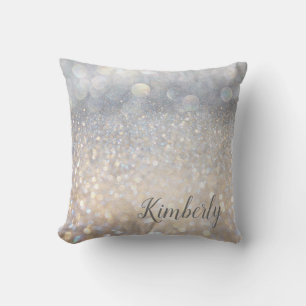 Glam Chic Zilveren Meisje Glitter Monogram Kussen