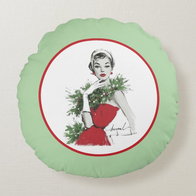 Glam Christmas Pillow Rond Kussen (Voorkant)