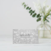 Glam Classy Glitter, zwart en wit, scriptnaam Visitekaartje (Staand voorkant)