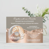 Glam Coastal Shell Beach Wedding Invitation (Debout devant)