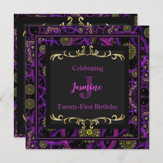 Glam coloré Gold Invitation Anniversaire (Devant / Derrière)