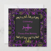 Glam coloré Gold Invitation Anniversaire (Devant)
